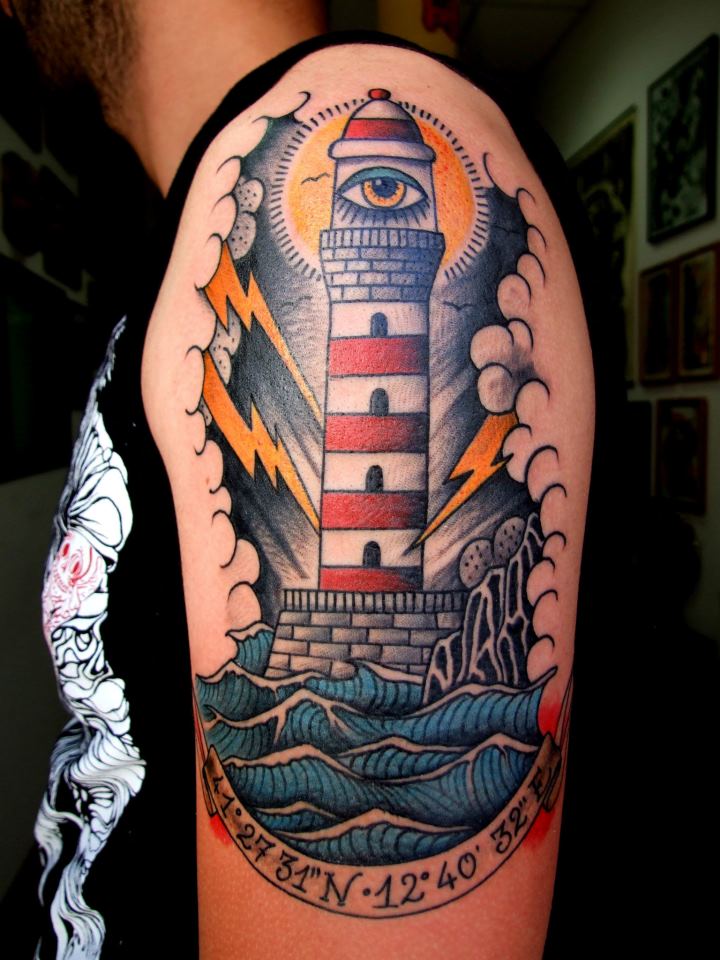 16+ Latest Neo Traditional Lighthouse Tattoos