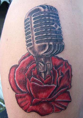 Microphone Rose Tattoo Idea