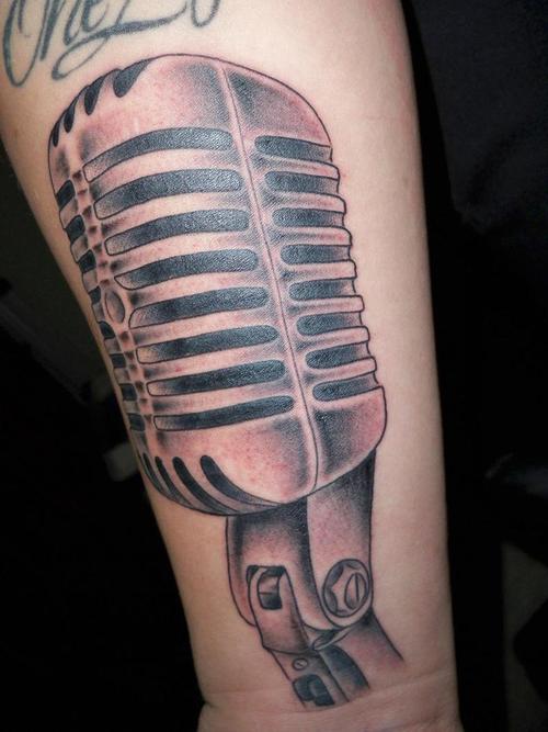 Microphone Tattoo Closeup Image