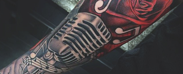 Microphone Tattoo On Arm For Men