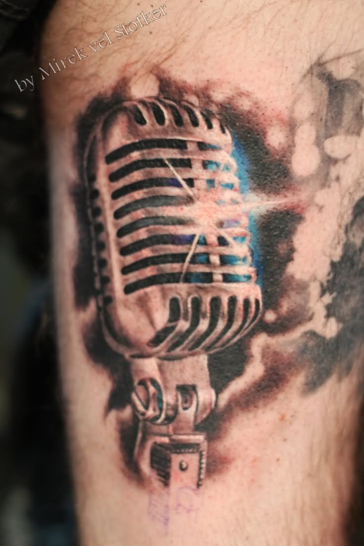 Microphone Tattoo by Mirek Vel Stotker