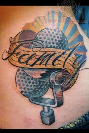 Microphone With Family Banner Tattoo
