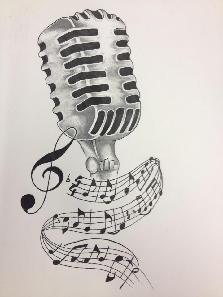 Microphone and Notation Tattoo Design by Sjevansart