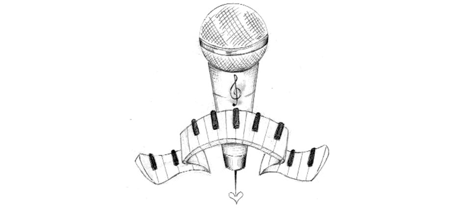 Music Notes And Microphone Tattoo Design