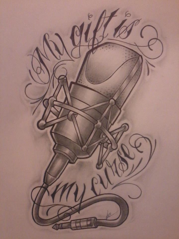 My Gift Is My Curse Microphone Tattoo Design