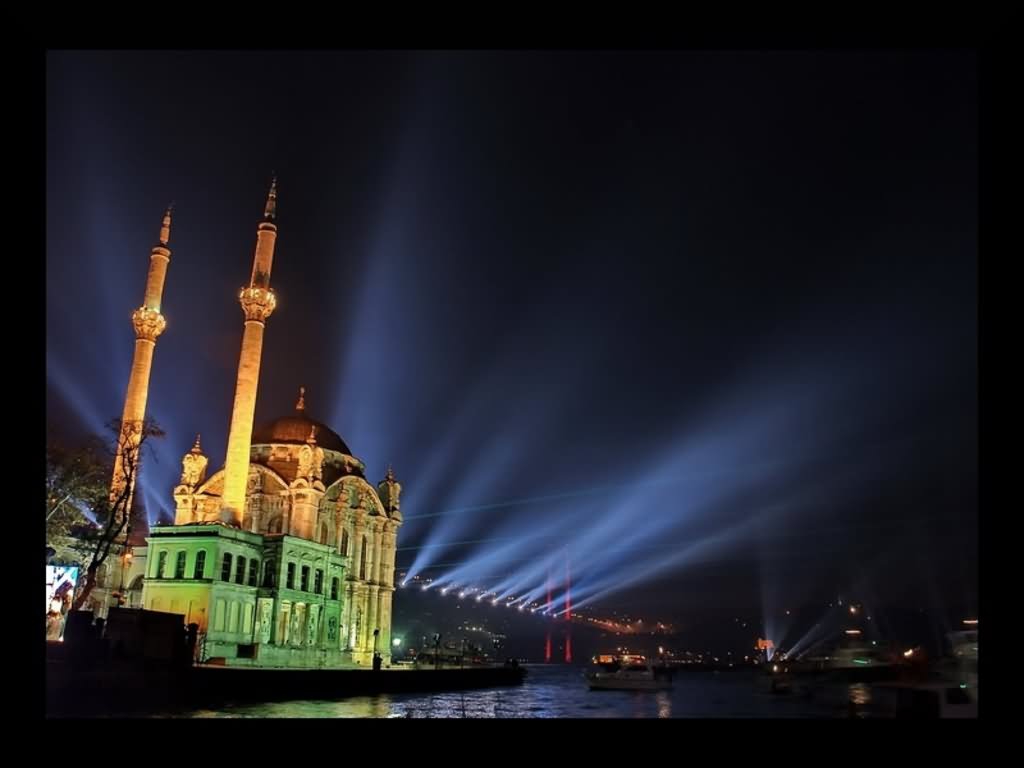 Night Image Of The Ortakoy Mosque In Istanbul