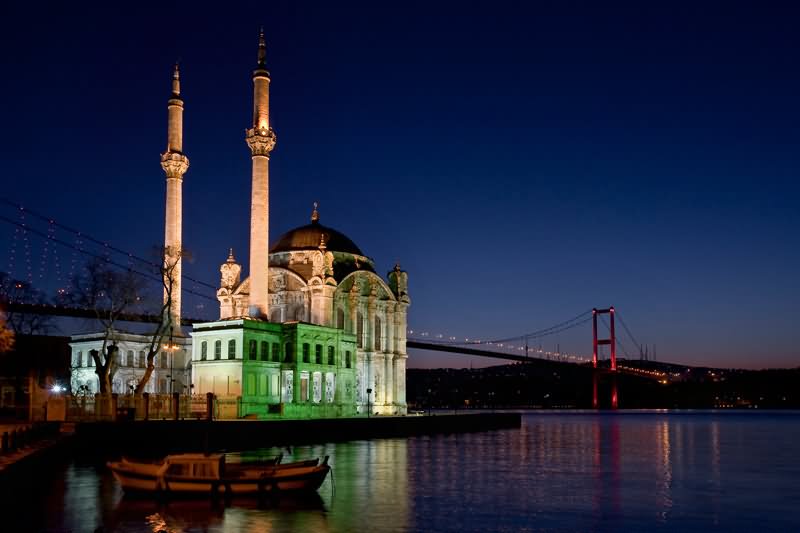 Night Lights On The Ortakoy Mosque In Istanbul