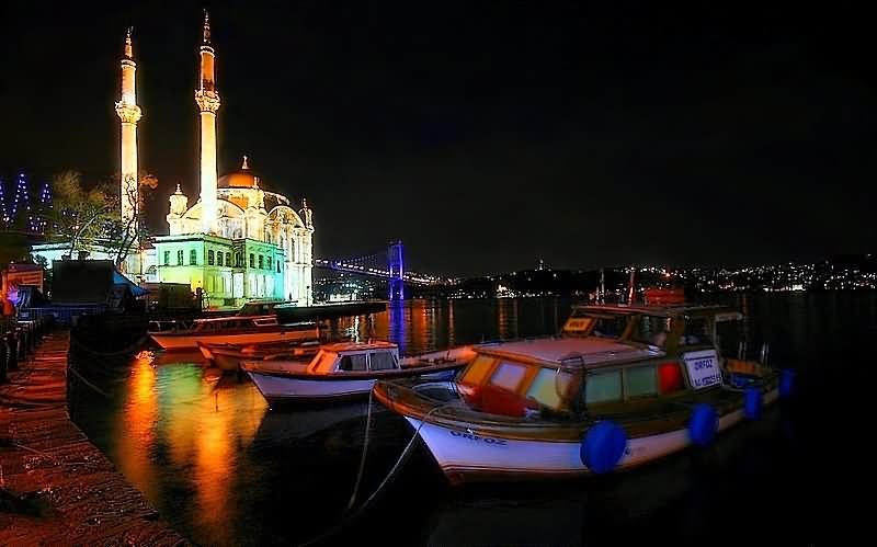 Night Picture Of The Ortakoy Mosque