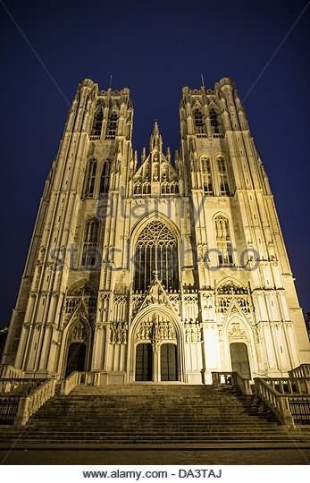 Night Shot Of The Cathedral of St. Michael and St. Gudula