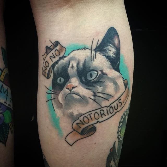 No Notorious Banner And Grumpy Cat Tattoo by Dark Valley Tattoo