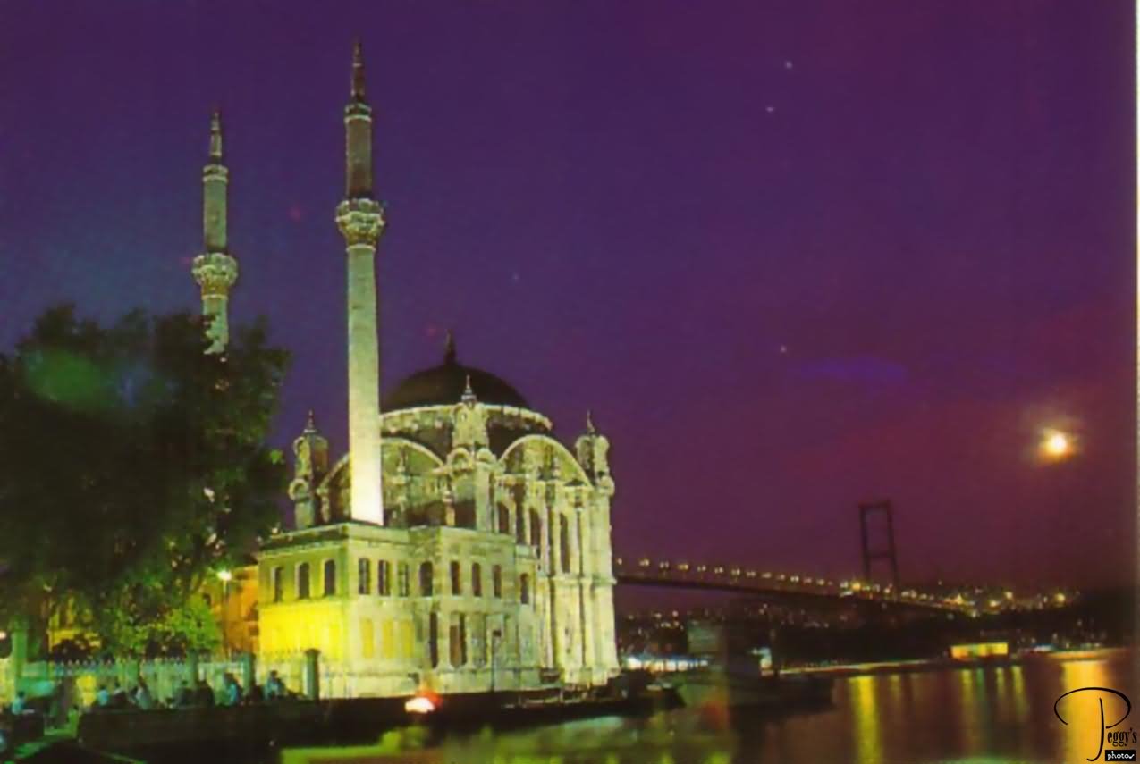 Ortakoy Mosque Night View Image