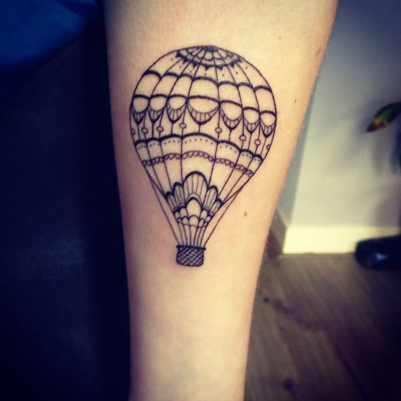 Outline Hot Balloon Tattoo on Arm