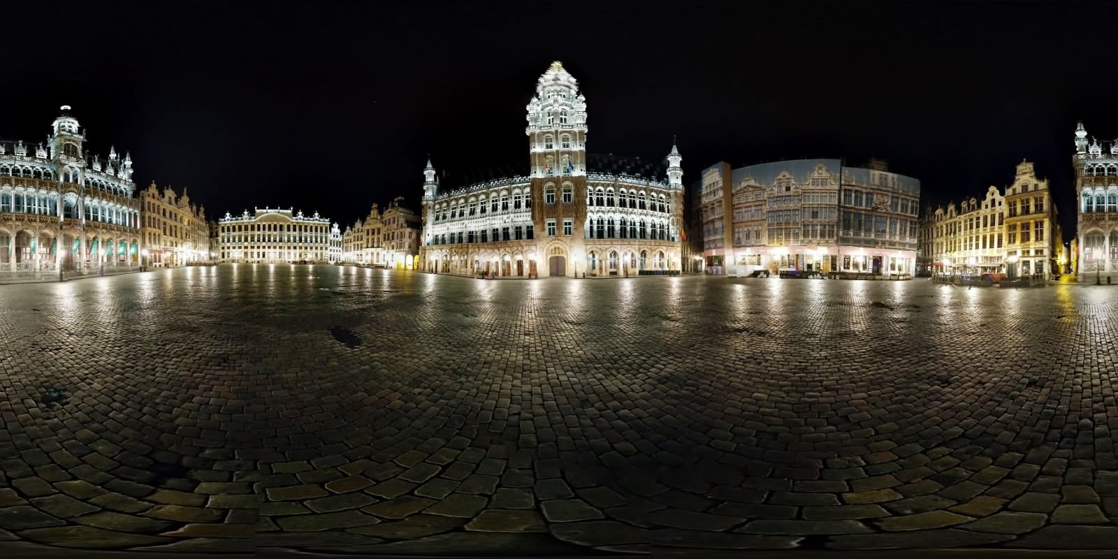 Panorama View Of The Grand Place In Brussels