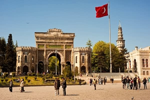 People At The Beyazit Square On Sunny Day