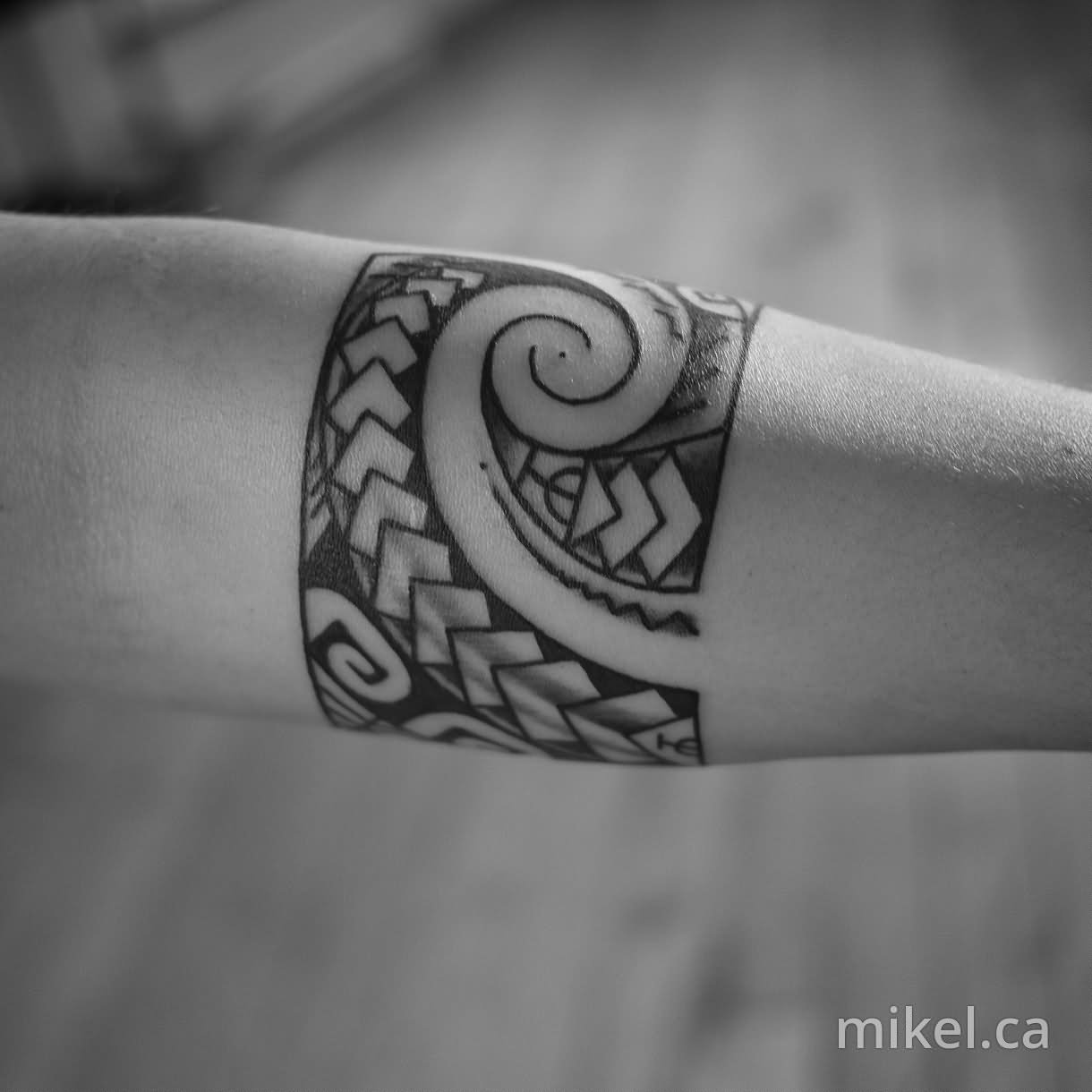 Polynesian Band Tattoo Design For Forearm