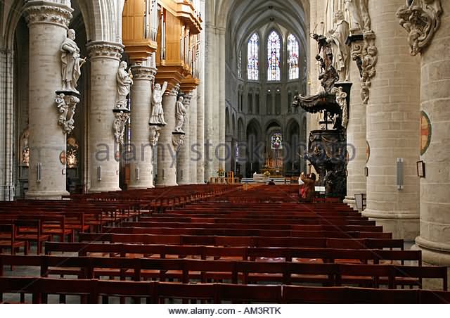 Prayer Hall Inside The Cathedral of St. Michael and St. Gudula