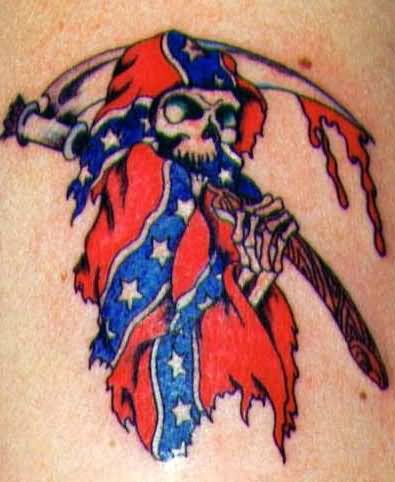 Rebel Flag Grim Reaper Tattoo Design