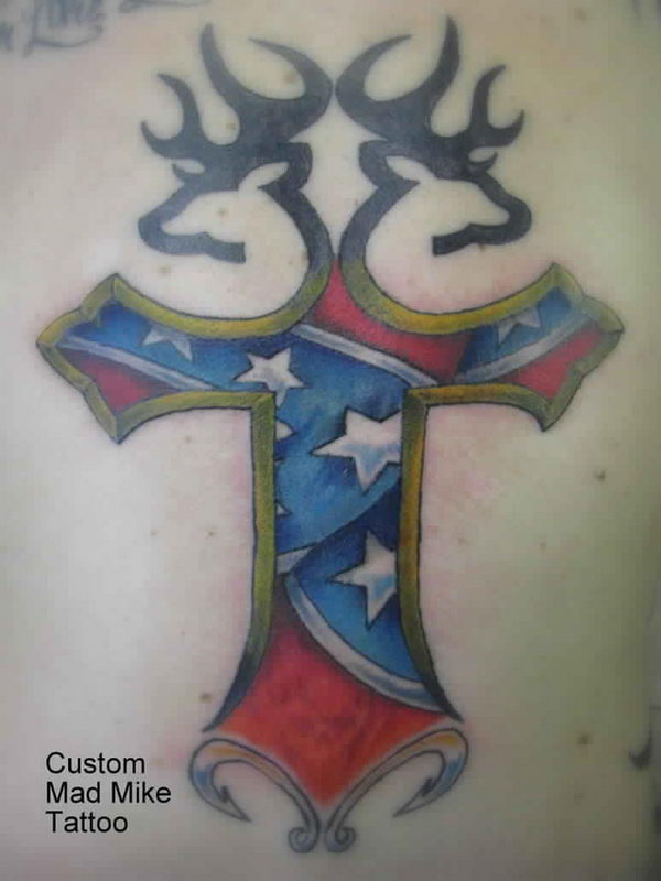 Rebel Flag In Cross Tattoo Design By Mad Mike Dowis