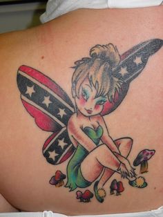 Rebel Flag Tinkerbell Tattoo Design