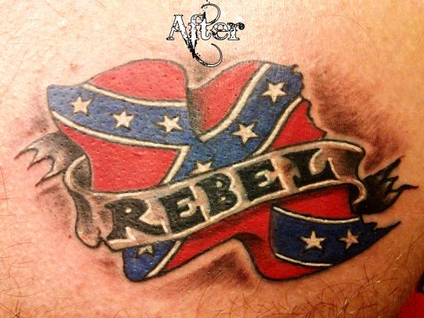 Rebel Flag With Banner Tattoo Design