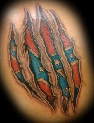 Ripped Skin Rebel Flag Tattoo Design