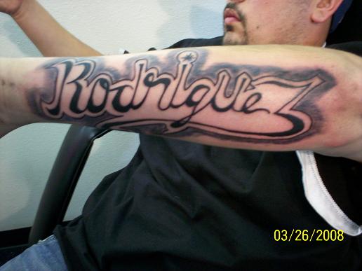 Rodriguez Name Tattoo Design For Forearm