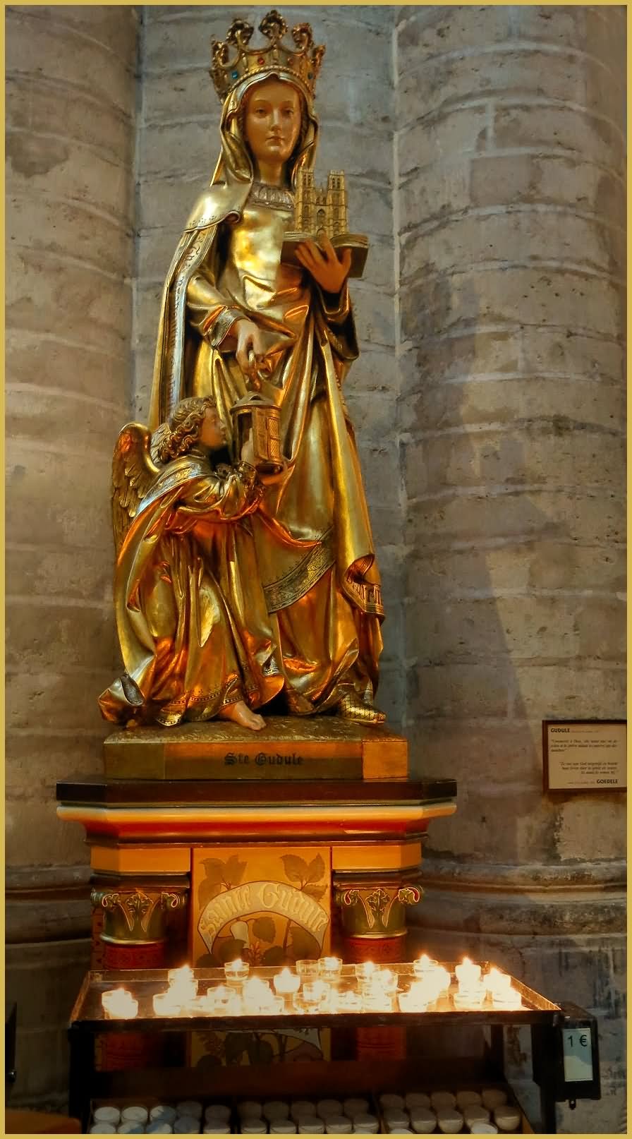 Saint Gadula Statue Inside The St. Michael and St. Gudula Cathedral