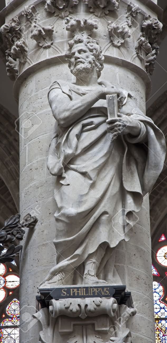 Saint Philippe Statue At The St. Michael And St. Gudula Cathedral In Brussels, Belgium