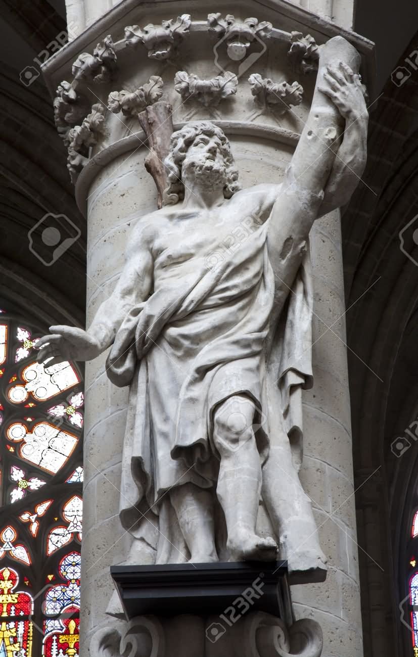Saint Simon Statue At The St. Michael And St. Gudula Cathedral