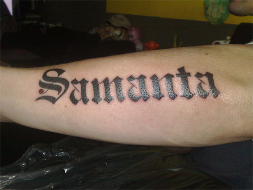 Samanta Name Tattoo Design For Forearm