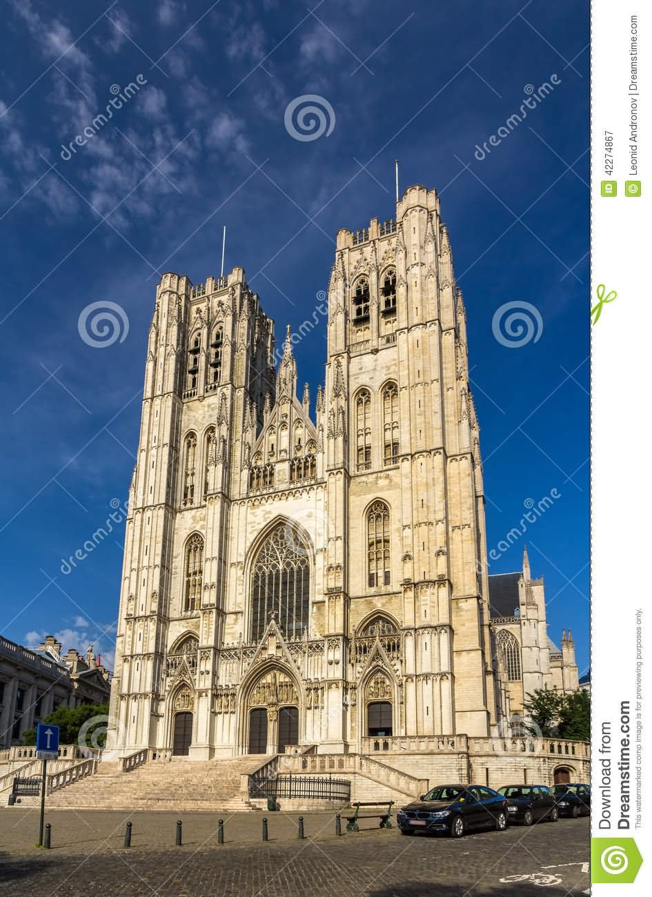 Side View Of The Cathedral of St. Michael and St. Gudula In Brussels