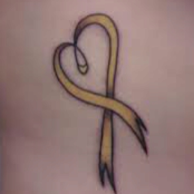 Simple Yellow Ribbon Tattoo