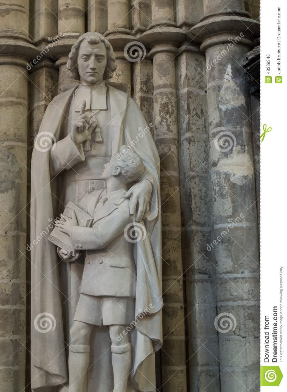 Statue At The Cathedral of St. Michael and St. Gudula In Brussels