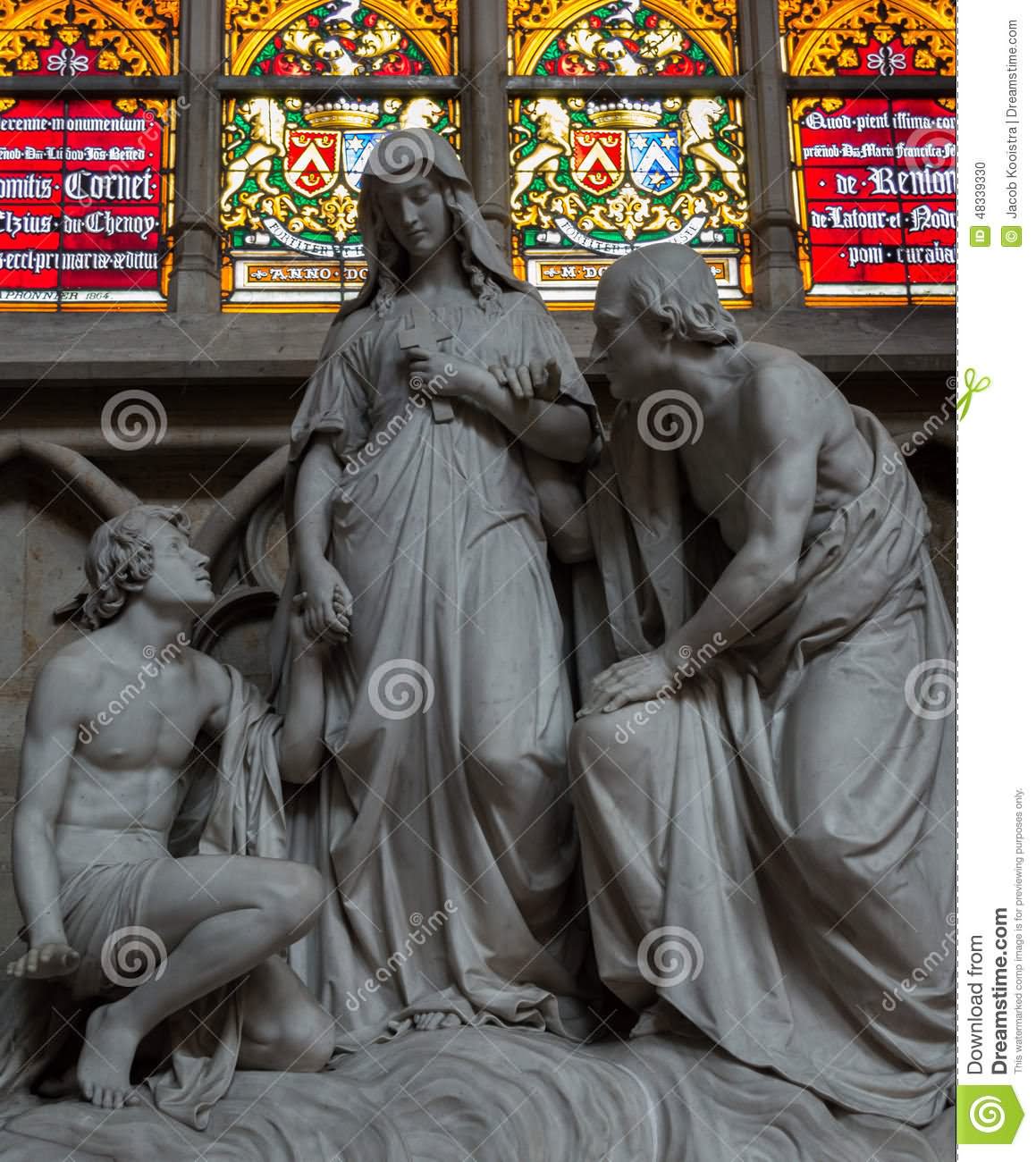 Statue Of Mary At St. Michael And St. Gudula Cathedral In Brussels, Belgium