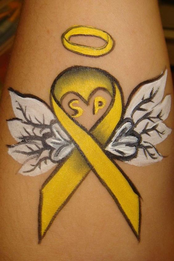 Temporary Breast Cancer Yellow Ribbon Tattoo