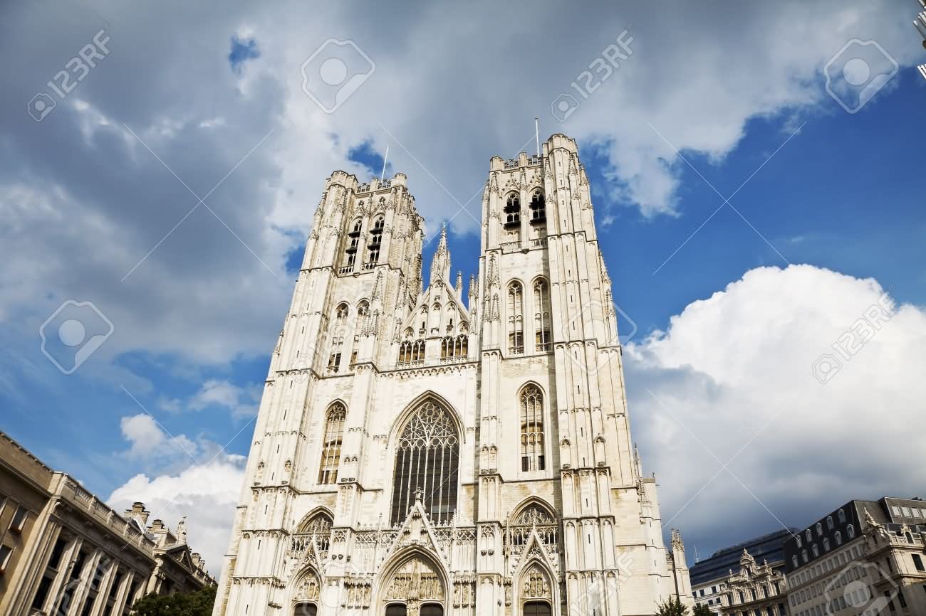 The Beautiful Cathedral of St. Michael and St. Gudula In Brussels, Belgium