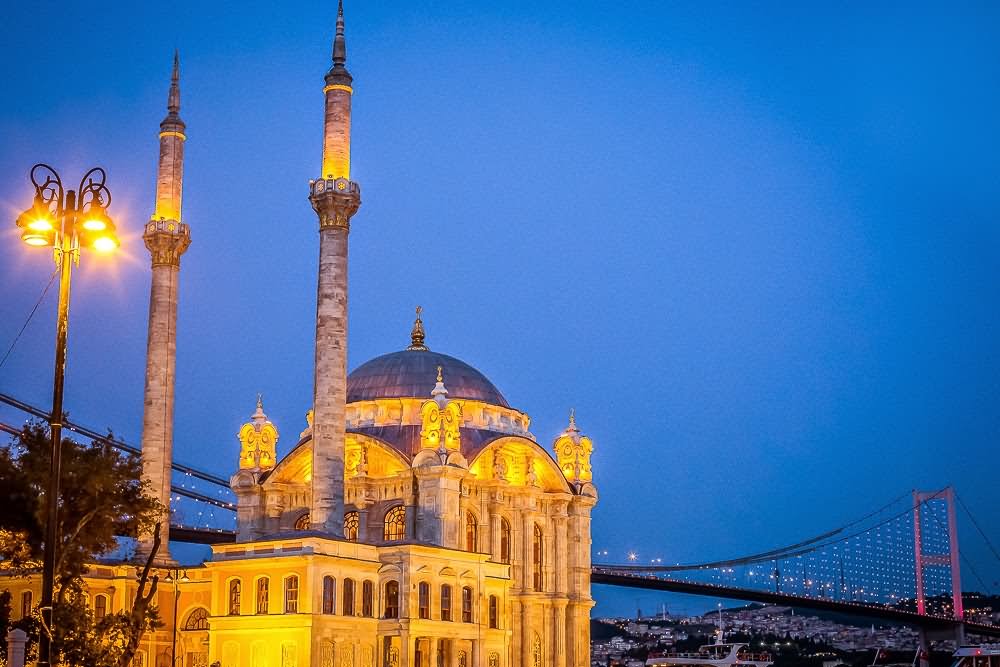 The Ortakoy Mosque Illuminated At Night