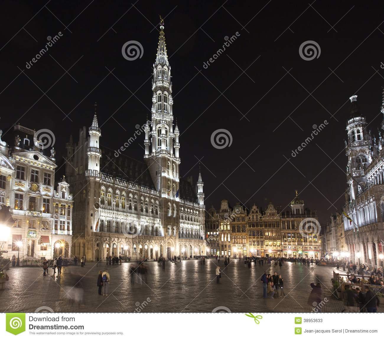 The Town Hall And Guild Hall At The Grand Place Night Picture