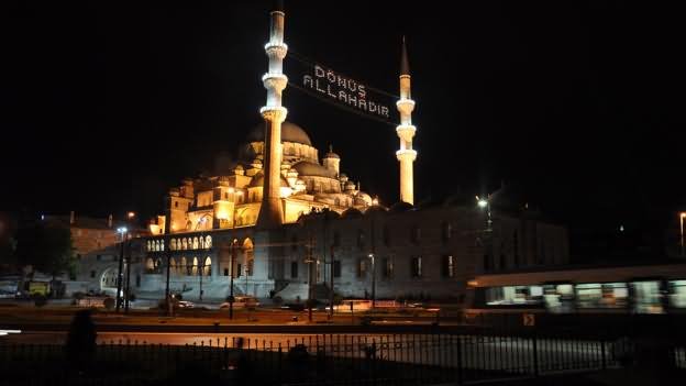 The Yeni Cami New Mosque At Night