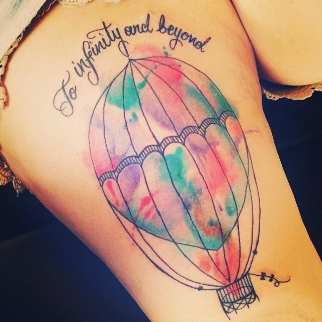 To Infinity And Beyond Hot Balloon Watercolor Tattoo
