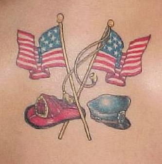 Two Crossing USA Flag Tattoo Design