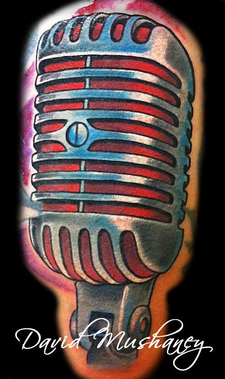 Vintage Microphone Tattoo Design Idea