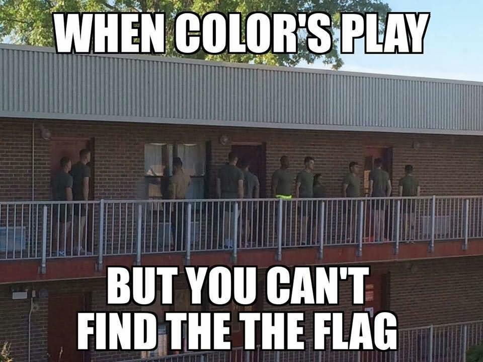 When Color's Play But You Can't Find The The Flag Funny Army Meme Image