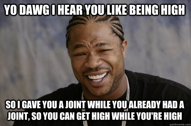 Yo Dawg I Hear You Like Being High Funny High Meme Image