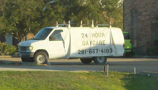 24 Hour Daycare Funny Van Meme Image