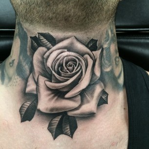 3D Rose Tattoo On Front Shoulder