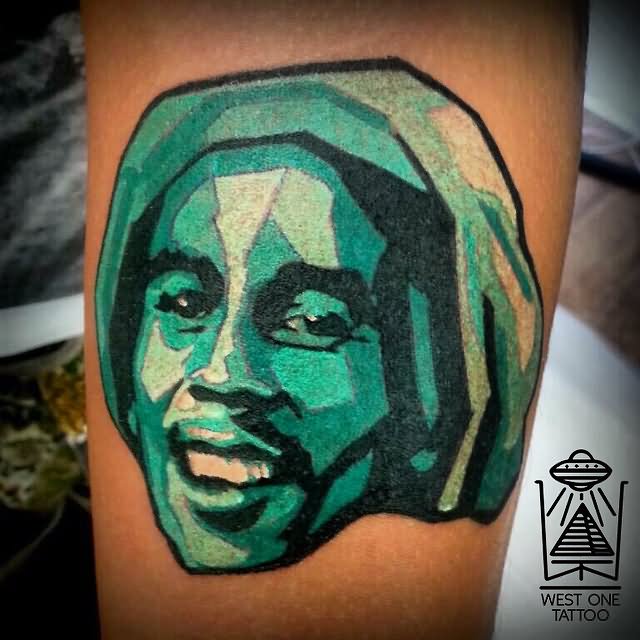 Abstract Bob Marley Face Tattoo