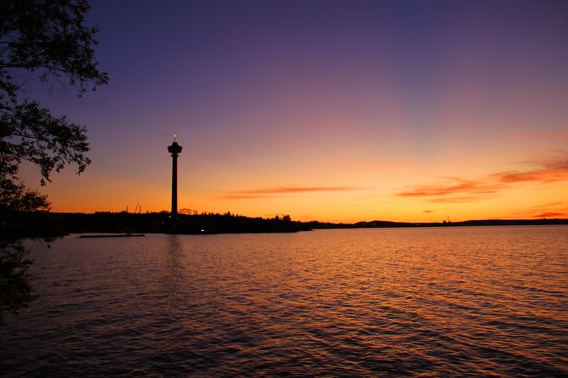 Adorable Sunset View Of The Nasinneula Tower In Finland