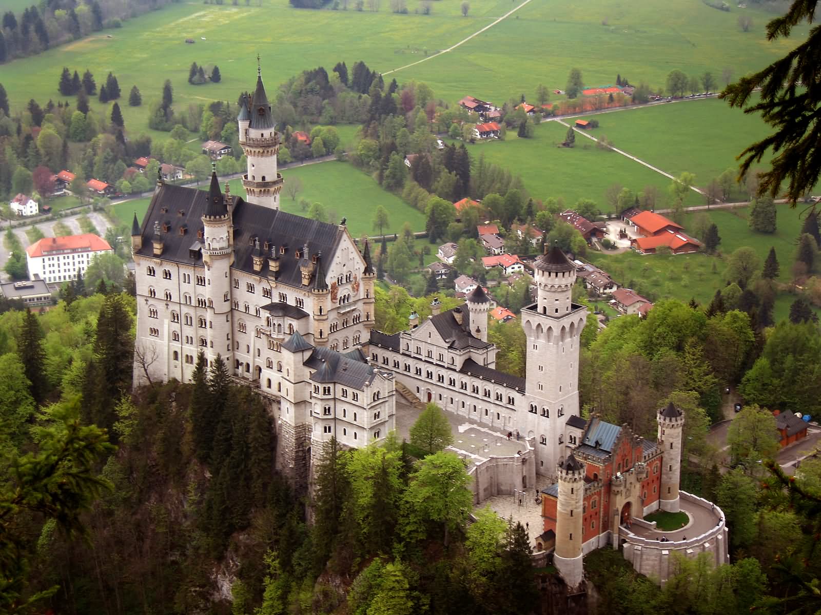 Aerial View Of The Neuschwanstein Castle From South East