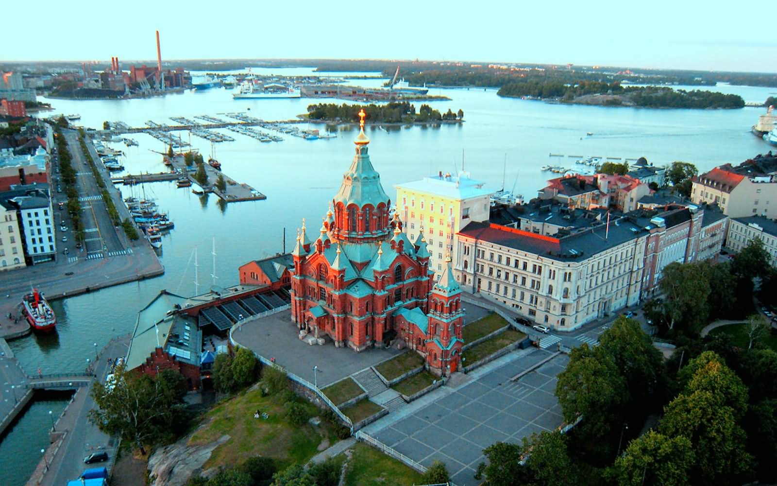 Aerial View Of The Uspenski Cathedral In Helsinki, Finland